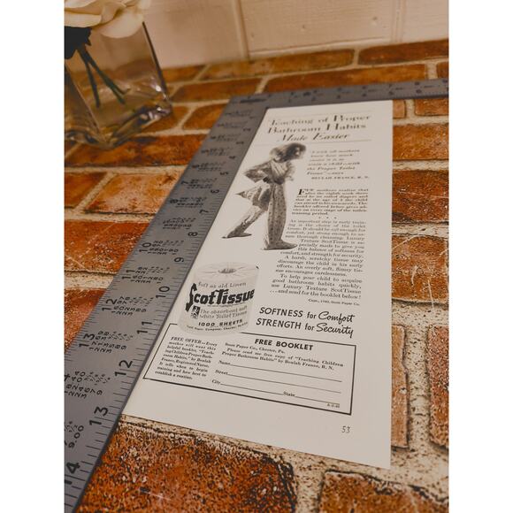 1940 Scot‎ Tissue Teaching Proper Bathroom Habits Cute Kid Vtg Print Ad - Picture 6 of 8